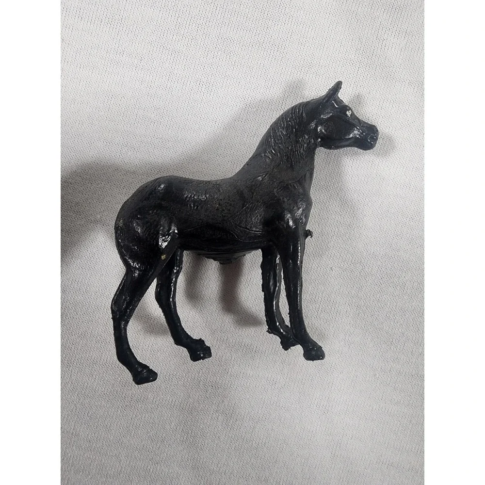 Vintage Horse Figurines Solid Molded Plastic Black White Brown Animal Toy Lot